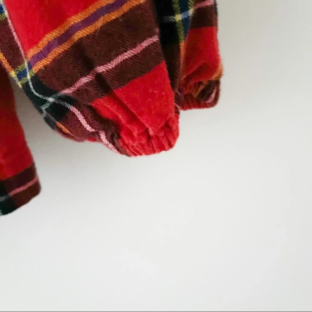 J. Crew Flannel Top In Festive Plaid And Ruffle
